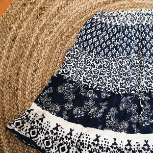 Pretty navy and white flowy draw string skirt